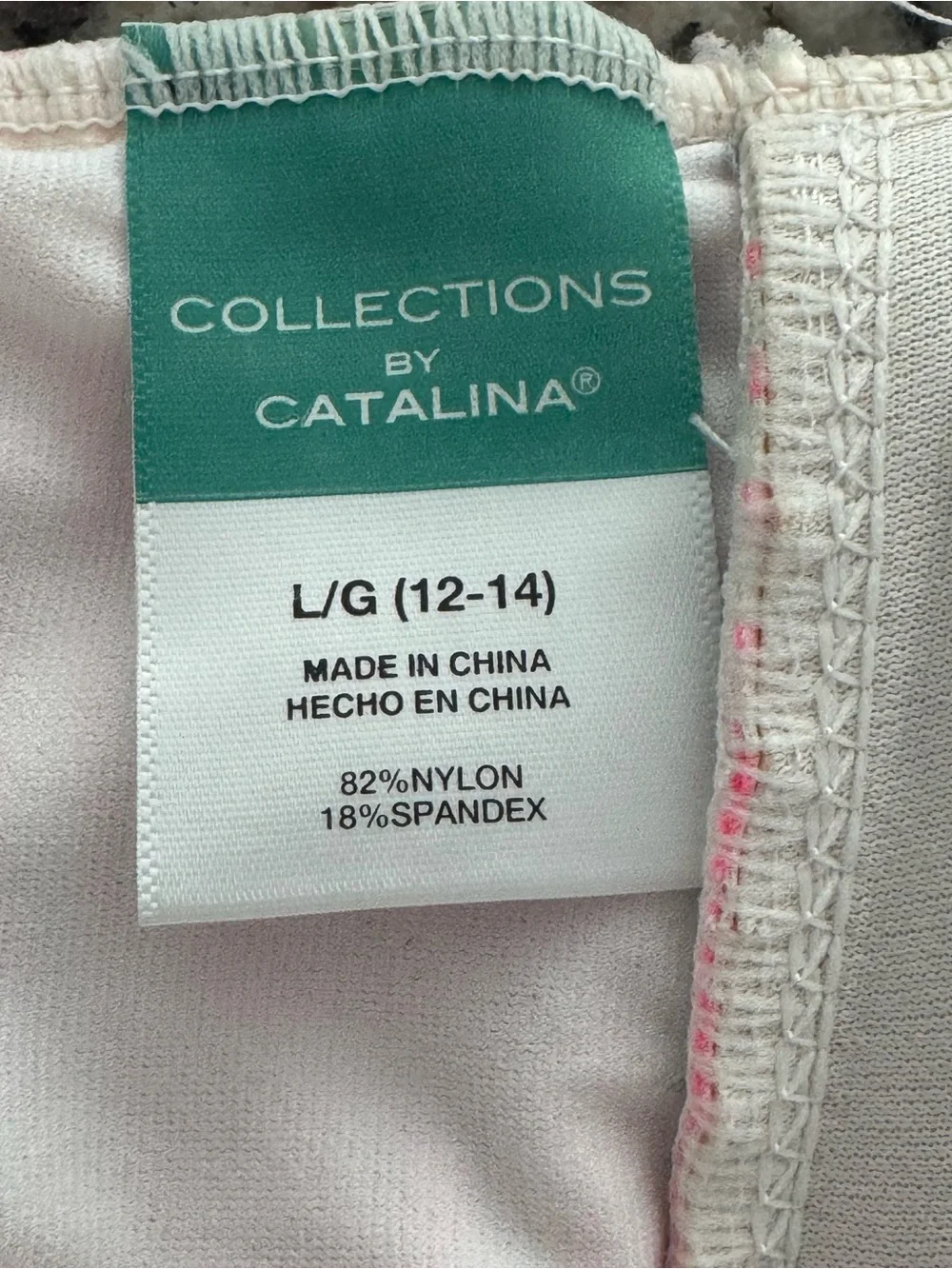 Catalina Size L pink/white striped halter tankini molded cups side ruching